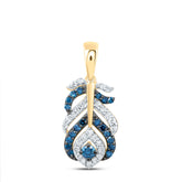 1/4CTW-DIA P1 GIFT BLUE DIA PEACOCK FEATHER PENDANT